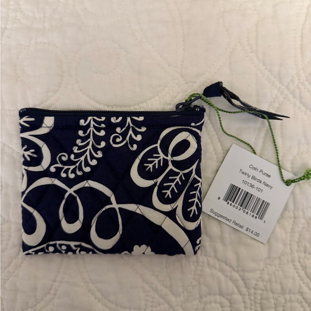 Vera Bradley Quilted Navy and White Coin Purse